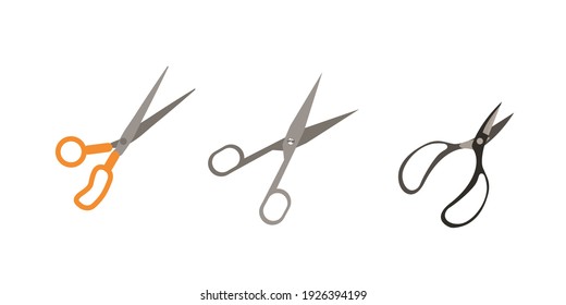 Iconos de tijeras con línea de corte. Ilustración de icono del vector aislada en fondo blanco. Icono de corte de cupones