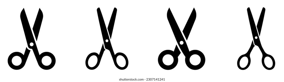 Scissors icons set. Scissors for cutting symbol for apps and websites. Cut here symbol.