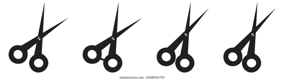 Conjunto de iconos de tijeras. Símbolo de tijeras de corte, ilustración vectorial.