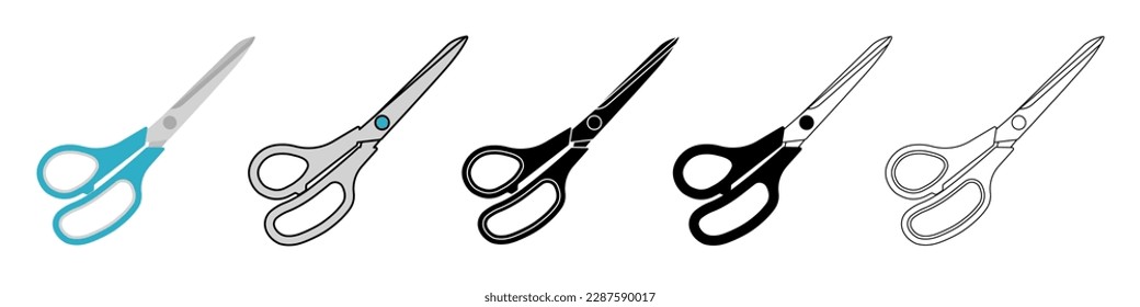 Scissors icons set. Isolated cutting scissors. Pictogram of scissor. Symbol of cutting. Vector illustration