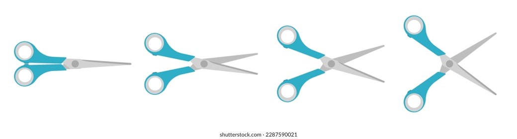 Scissors icons set. Isolated cutting scissors. Pictogram of scissor. Symbol of cutting. Vector illustration