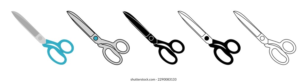 Scissors icons set. Isolated cutting scissors. Pictogram of scissor. Symbol of cutting. Vector illustration