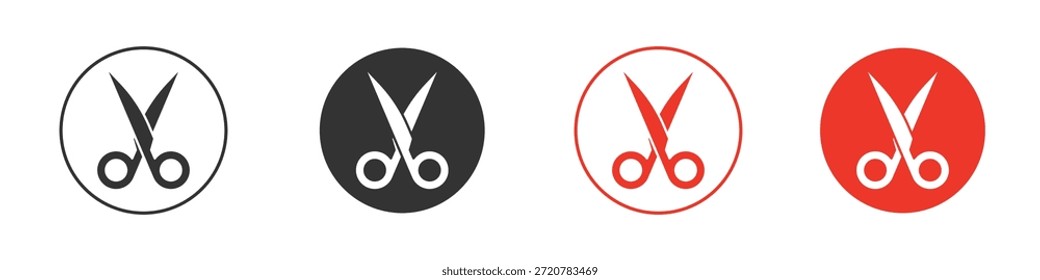 Iconos de tijeras simple silueta plana Ilustración vectorial