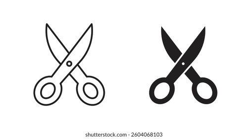 Scissors icons in solid black and outlined style