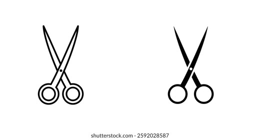 Scissors icons. stroke line and black solid icons