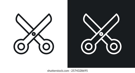 Scissors icons in thin black and white stroke liner style