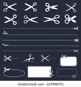 scissors icons vector, discount coupons