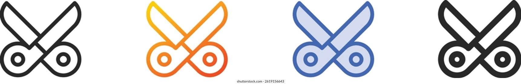 scissors icon.Thin Linear, Gradient, Blue Stroke and bold Style Design Isolated On White Background