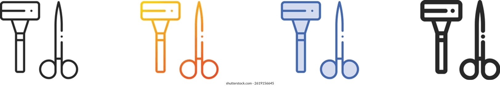 scissors icon.Thin Linear, Gradient, Blue Stroke and bold Style Design Isolated On White Background