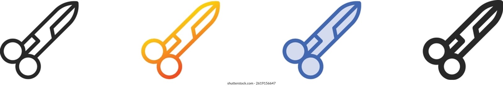 scissors icon.Thin Linear, Gradient, Blue Stroke and bold Style Design Isolated On White Background