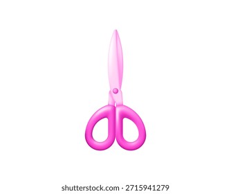 Tijeras ilustración. Lindas tijeras rosadas. Herramienta de corte. Objeto o elemento. Diseño de estilo 3D. El fondo blanco