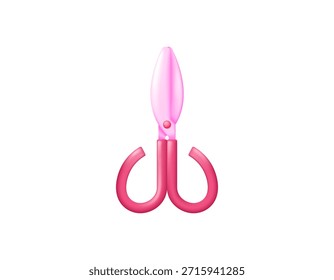 Tijeras ilustración. Lindas tijeras rosadas. Herramienta de corte. Objeto o elemento. Diseño de estilo 3D. El fondo blanco