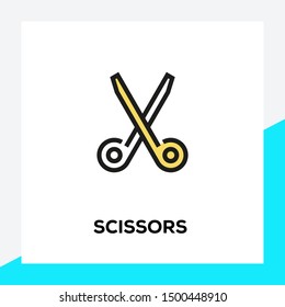 SCISSORS AND ILLUSTRATION ICON CONCEPT