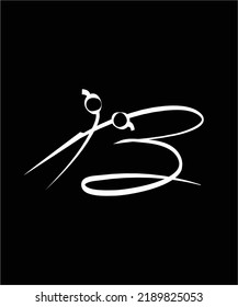 scissors illustration with letter B suitable for barbershop