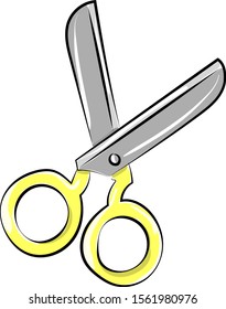 Scissors, illustration, vector on white background.