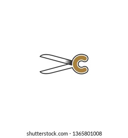 scissors with initial c