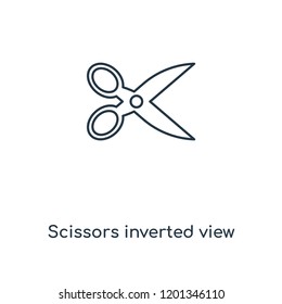 Scissors inverted view concept line icon. Linear Scissors inverted view concept outline symbol design. This simple element illustration can be used for web and mobile UI/UX.