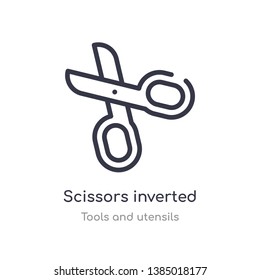 scissors inverted view outline icon. isolated line vector illustration from tools and utensils collection. editable thin stroke scissors inverted view icon on white background