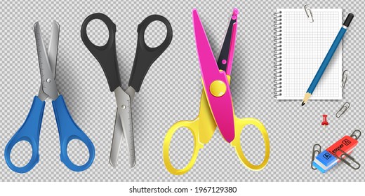 Scissors isolated on a white background. Colorful school supplies, vector illustration. Stationery. Vector close-up cartoon illustration.