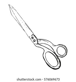 Scissors isolated on white background. Sketch. Vector.