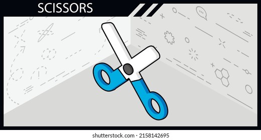 Scissors isometric design icon. Vector web illustration. 3d colorful concept