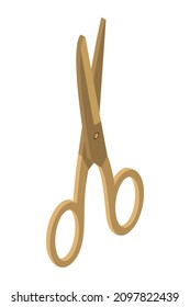 Scissors isometric icon - hand drawn vector illustration isolated on white. Flat color design.