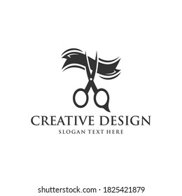 scissors label equipment objective business silhouette logo  