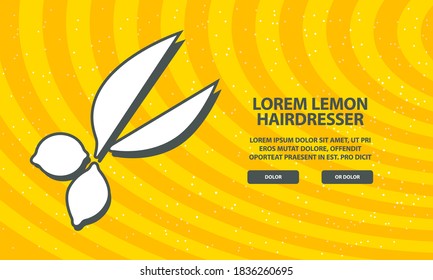 Scissors and lemons silhouette for banner, site, lending and social network covers.