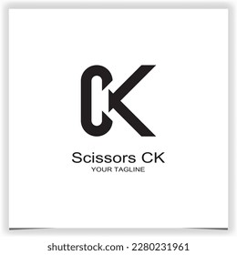 scissors letter ck logo premium elegant template vector eps 10