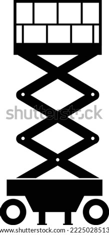 Scissors lift icon on white background. Lifting machine symbol. Industrial lifting machinerysign. flat style. 