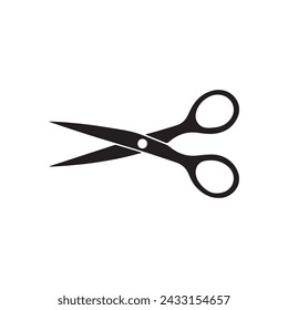Scissors line cutter page cross black icon vector background design.