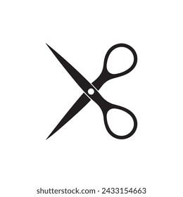 Scissors line cutter page cross black icon vector background design.