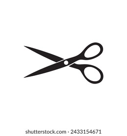 Scissors line cutter page cross black icon vector background design.