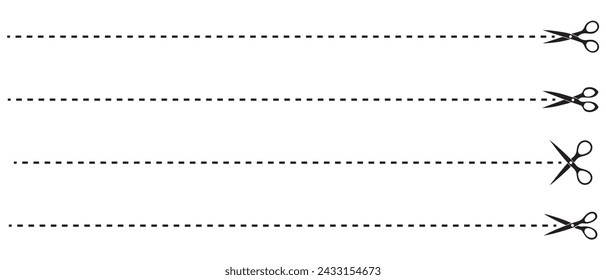 Scherenlinien-Fräser-Satz Seite Kreuz Schwarz Symbol Vektor Hintergrund Design.