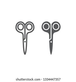 Scissors line and glyph icon, barber and tool, cut sign, vector graphics, a linear pattern on a white background, eps 10.