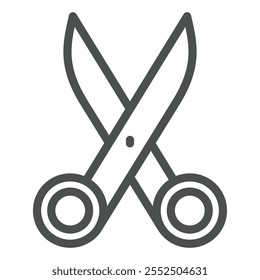 Icono de línea de tijeras, concepto de regreso a la escuela. Gráficos de Vector. Letrero de la herramienta del barbero en el fondo blanco, icono del estilo del contorno para el móvil o el Diseño web