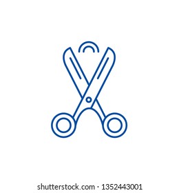 Scissors line icon concept. Scissors flat  vector symbol, sign, outline illustration.