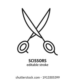 Scissors line icon. Editable stroke. Vector illustration.