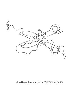 scissors line icon. one line continouos style. unique, line art concept. used for icon, symbol, sign, decoration, print