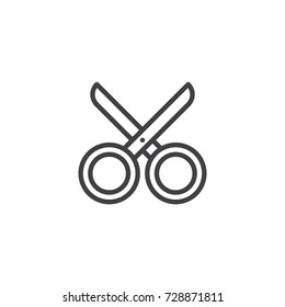 Scissors line icon, outline vector sign, linear style pictogram isolated on white. Cut symbol, logo illustration. Editable stroke