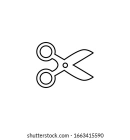 Icono de línea de tijeras en estilo plano de moda. Símbolo de página de icono de tijera para el diseño de su sitio Web. Icono de tijeras Ilustración vectorial
