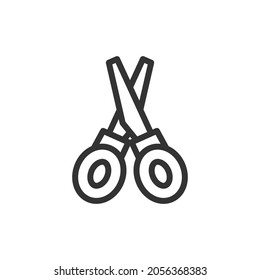Icono de línea de tijeras en estilo de moda. Pictograma vectorial de trazo aislado sobre un fondo blanco. Iconos de contorno premium de tijeras.