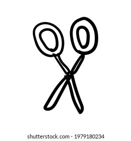 Scissors Line Icons vector design black. Hand drawn scissors. Simple vector icon. Cartoon scissors line icon. Drawing scissors, vector sketch.