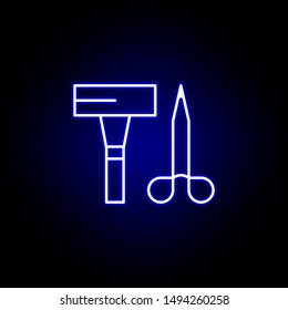 scissors line neon icon. Elements of Beauty and Cosmetics illustration icon. Signs and symbols can be used for web, logo, mobile app, UI, UX on black background