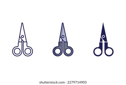 Scissors line and solid vector icons
