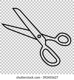 Scissors line vector icon on transparent background