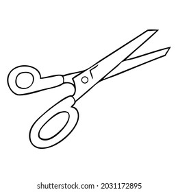 scissors line vector illustration,isolated on white background,top view