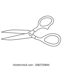 scissors line vector illustration,isolated on white background,top view