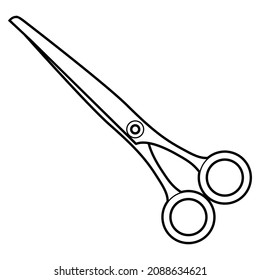 scissors line vector illustration,isolated on white background,top view