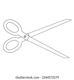 scissors line vector illustration,isolated on white background,top view